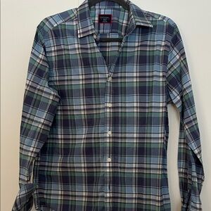 UNTUCKit Men's Blue and Green Plaid Shirt
